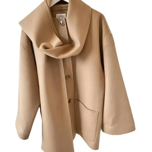Toteme Wool Double Scarf Coat Jacket in Camel / Caramel Tan - Picture 1 of 3